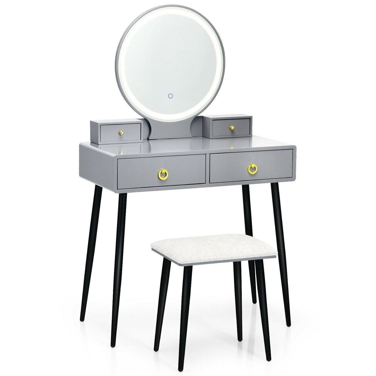 Modern Vanity Table Set with Mirror and Storage Drawers for Bedroom
